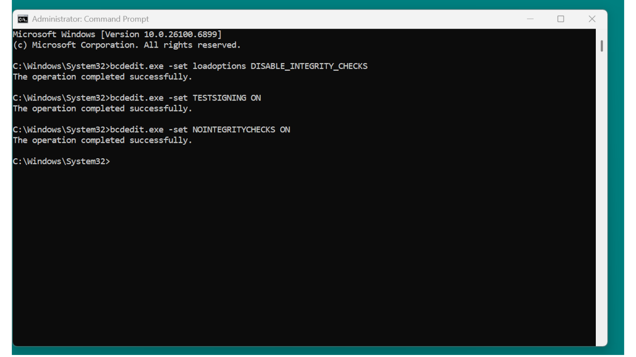 Screenshot: testmode